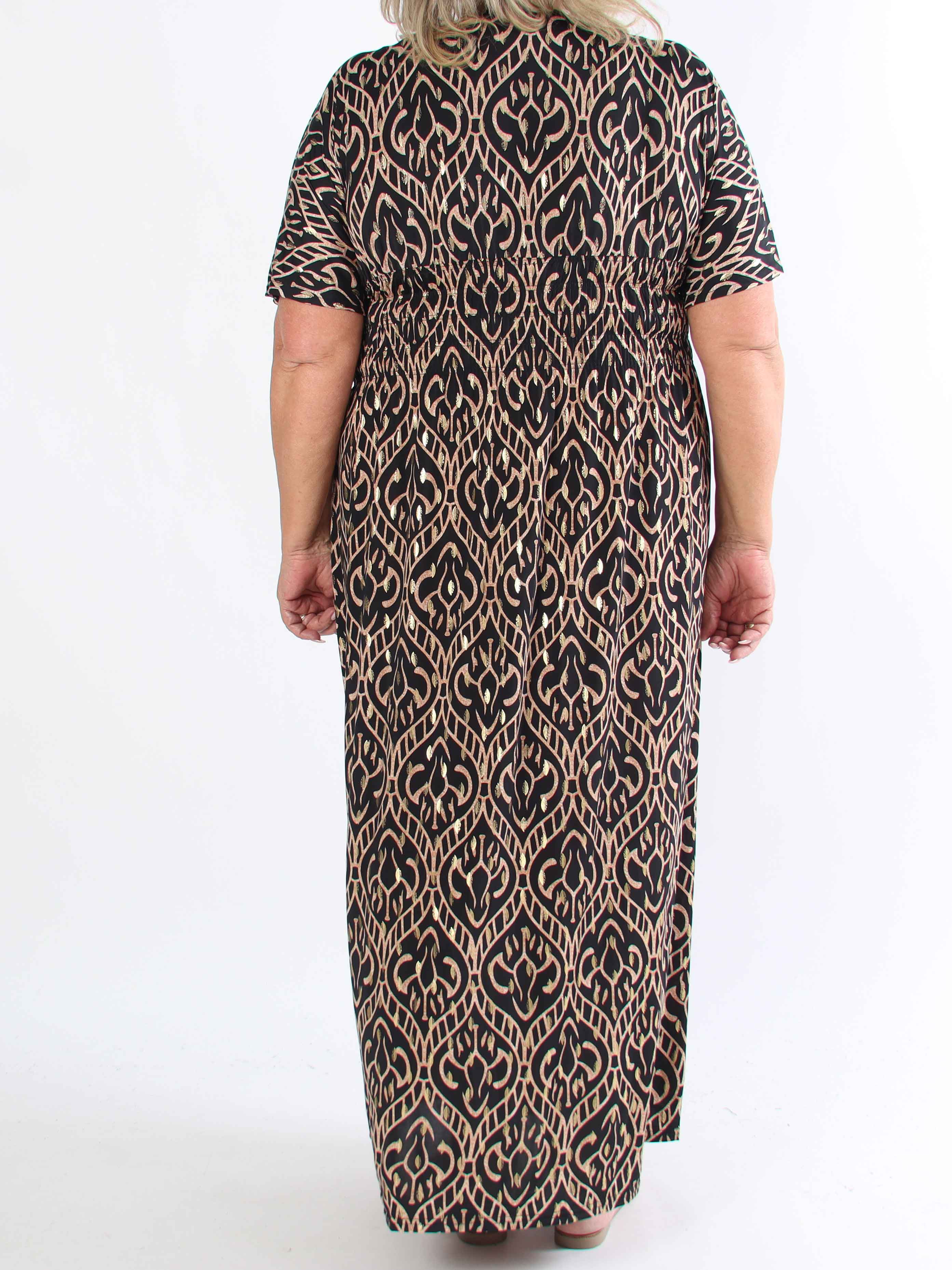 Pams Boho - Lang elastisk mønstret plus size kjole